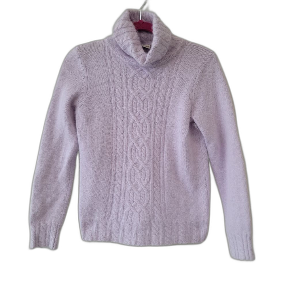Soft Lilac Cable Knit Turtleneck Sweater
